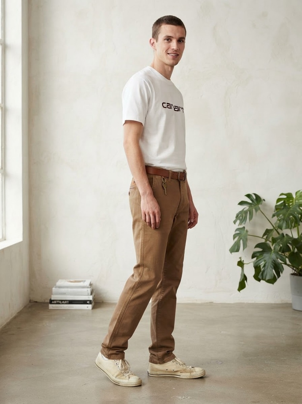 Carhartt Club Pant Brown Chinos Workwear Casual Trousers Unisex Size 29x32